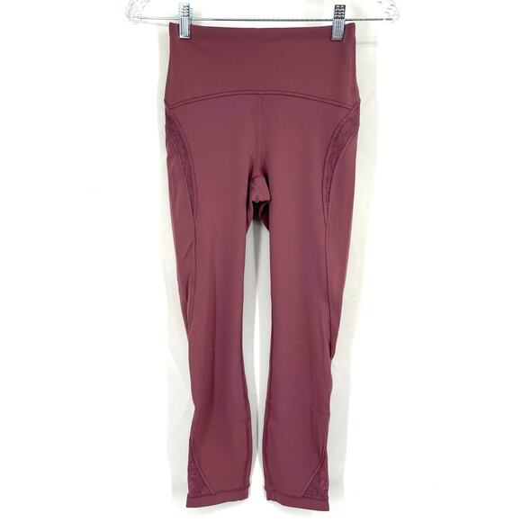 Lululemon Wunder Under Crop HR 21" Flocked Everlux Plumful Size 4 - Picture 1 of 10